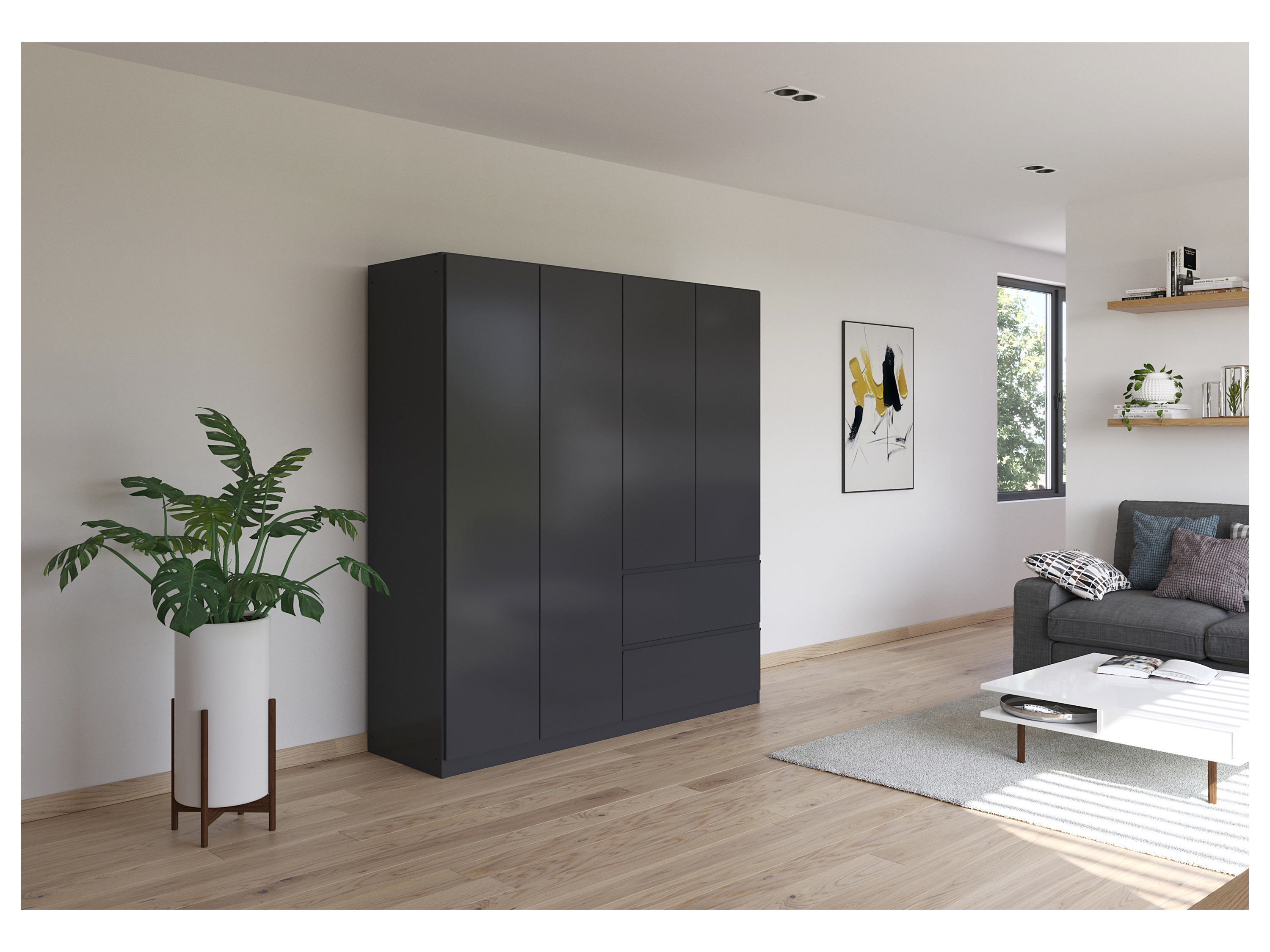 RAUCH BLUE Costa Drehtürenschrank ohne Spiegel (grau metallic, Breite 181 cm / Höhe 197 cm) – Bild 2 von 4