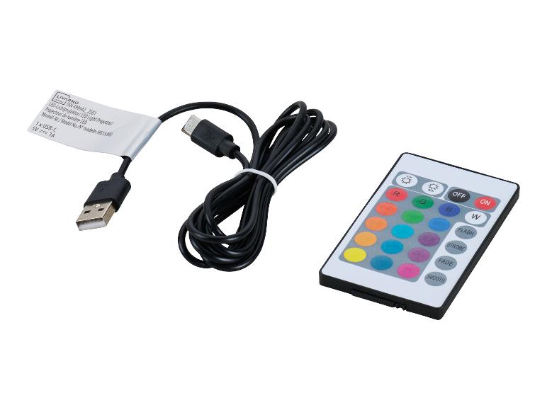 LED-Lichtprojektor mit Fernbedienung und USB-C-Kabel