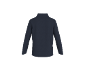 Dunkelblaues Langarmshirt mit Stehkragen, Rückansicht.