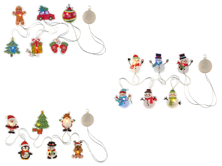 LIVARNO home LED-Weihnachtsgelsticker in drei festlichen Designs mit Batteriefach