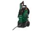 Parkside Hochdruckreiniger in Grün und Schwarz mit Schlauch und Rädern.