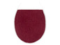 Ein burgunderfarbener Toilettensitz aus weichem Material.