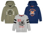 Drei Jungen-Sweatshirts mit Tiger- und Bären-Print.