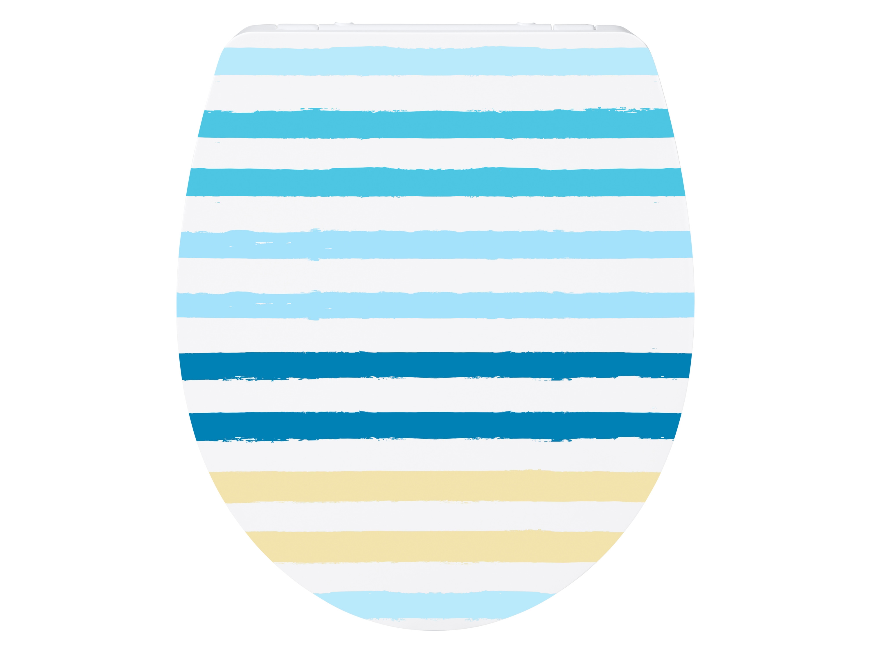 Wenko WC Sitz Premium, Streifen (Streifen)““ | hygienischen Reinigen abnehmen Mit Absenkautomatik – schließt sanft und leise Aus hochwertigem Duroplast mit glatter und geschlossener, antibakterieller Oberfläche – für mehr Hygiene im Bad Rostfreie Edelstahlabdeckung, aus besonders robustem, langlebigen Material gefertigt Formschönes