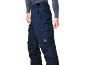 Dunkelblaue Skihose mit Taschen und Reißverschlüssen, getragen von einer Person.