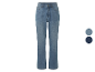 Blaue Jeans mit zwei Farbmustern: Hellblau und Dunkelblau.