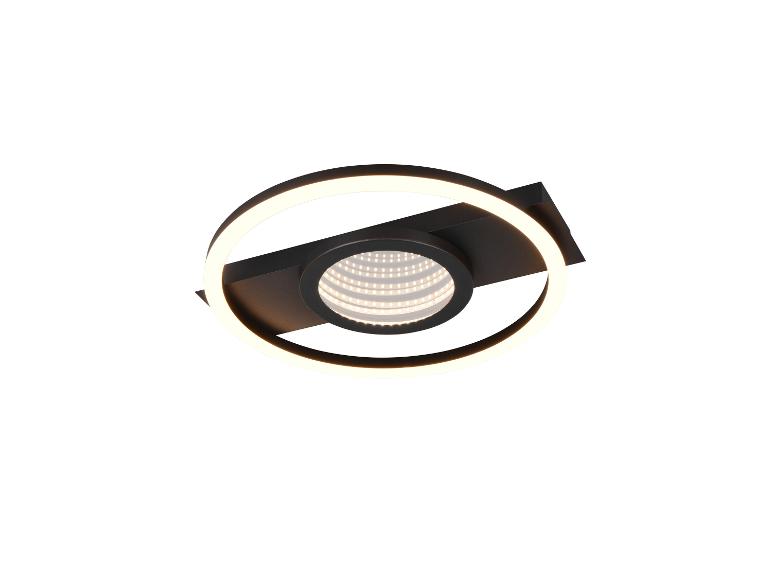 Moderne schwarze LED-Deckenleuchte in runder Form mit Unendlichkeits-Effekt