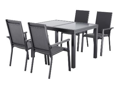 LIVARNO® Alu-Set »Houston« 5-teilig - Ausziehtisch und 4 Stapelsessel, anthrazit