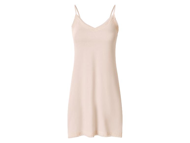Beiges Damen-Unterkleid mit Spitzenbesatz