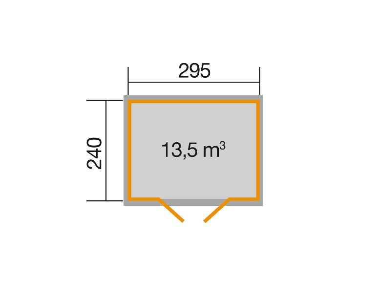 Grundriss mit Maßen 295x240 und einem Volumen von 13,5 m³.