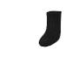 Eine schwarze gerippte Socke auf weißem Hintergrund.