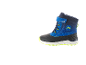 Blauer und schwarzer Kinder-Winterstiefel mit neongelben Akzenten