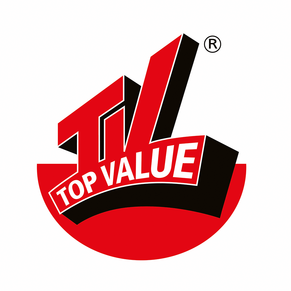 Rot-schwarzes Siegel mit den Worten „TOP VALUE“ und einem eingetragenen Symbol.