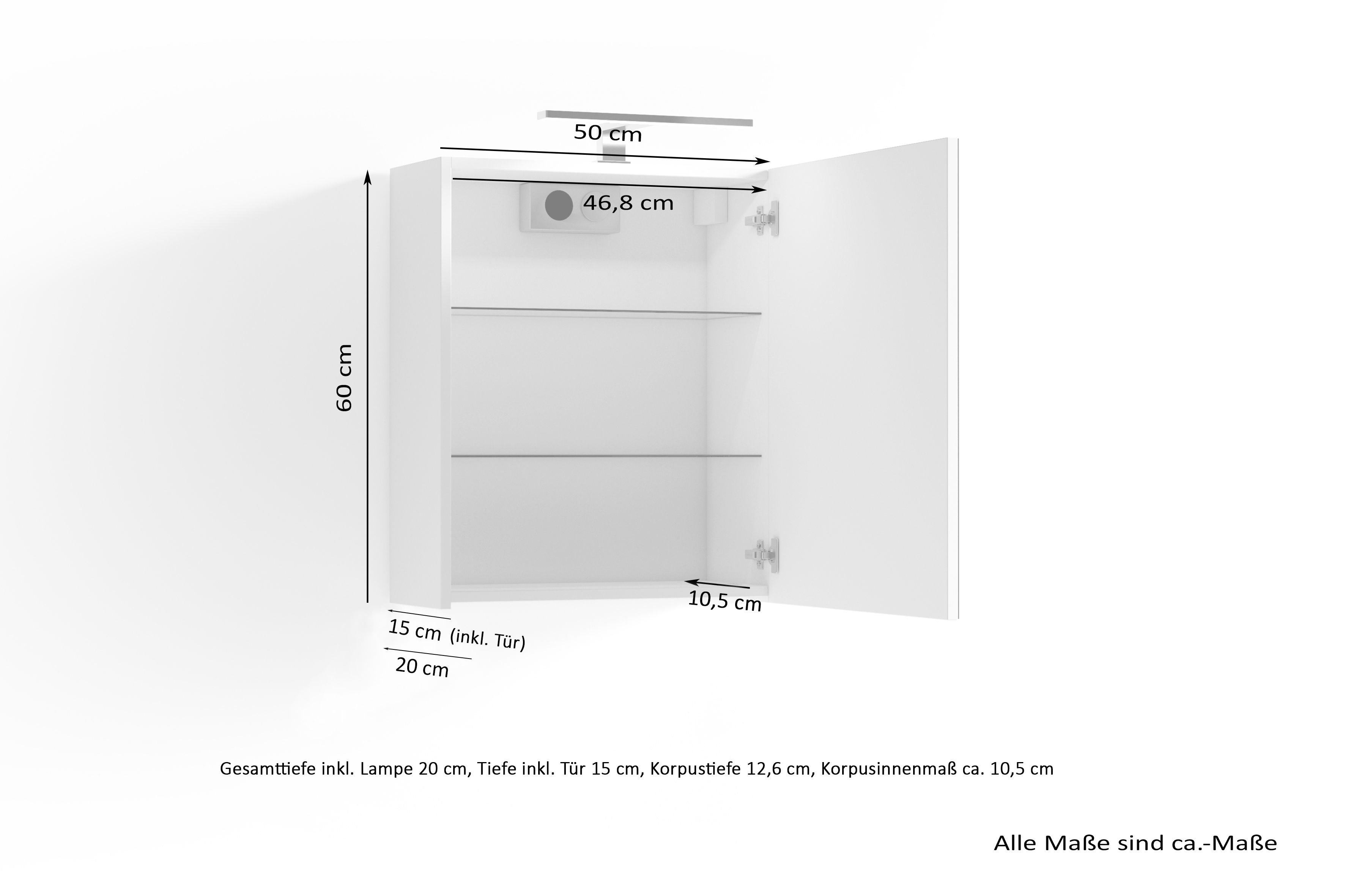 BYLIVING Spiegelschrank Spree (weiß, 50cm) – Bild 4 von 4