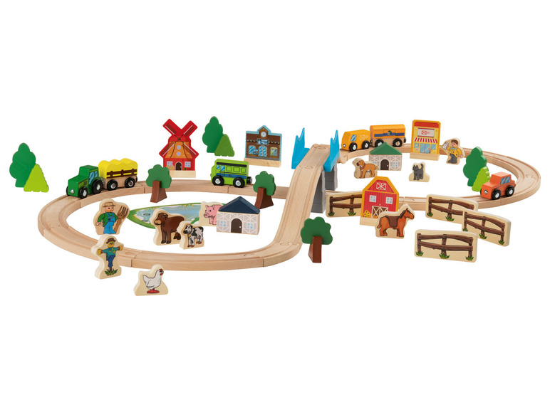 Gehe zu Vollbildansicht: Playtive Holz-Eisenbahn-Sets, 57-teilig, Echtholz - Bild 13