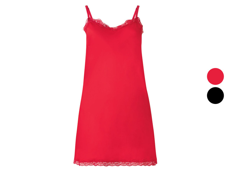 Go to full screen view: ESMARA® women's satin nightgown, tailored cut, with elegant lace - Image 1
