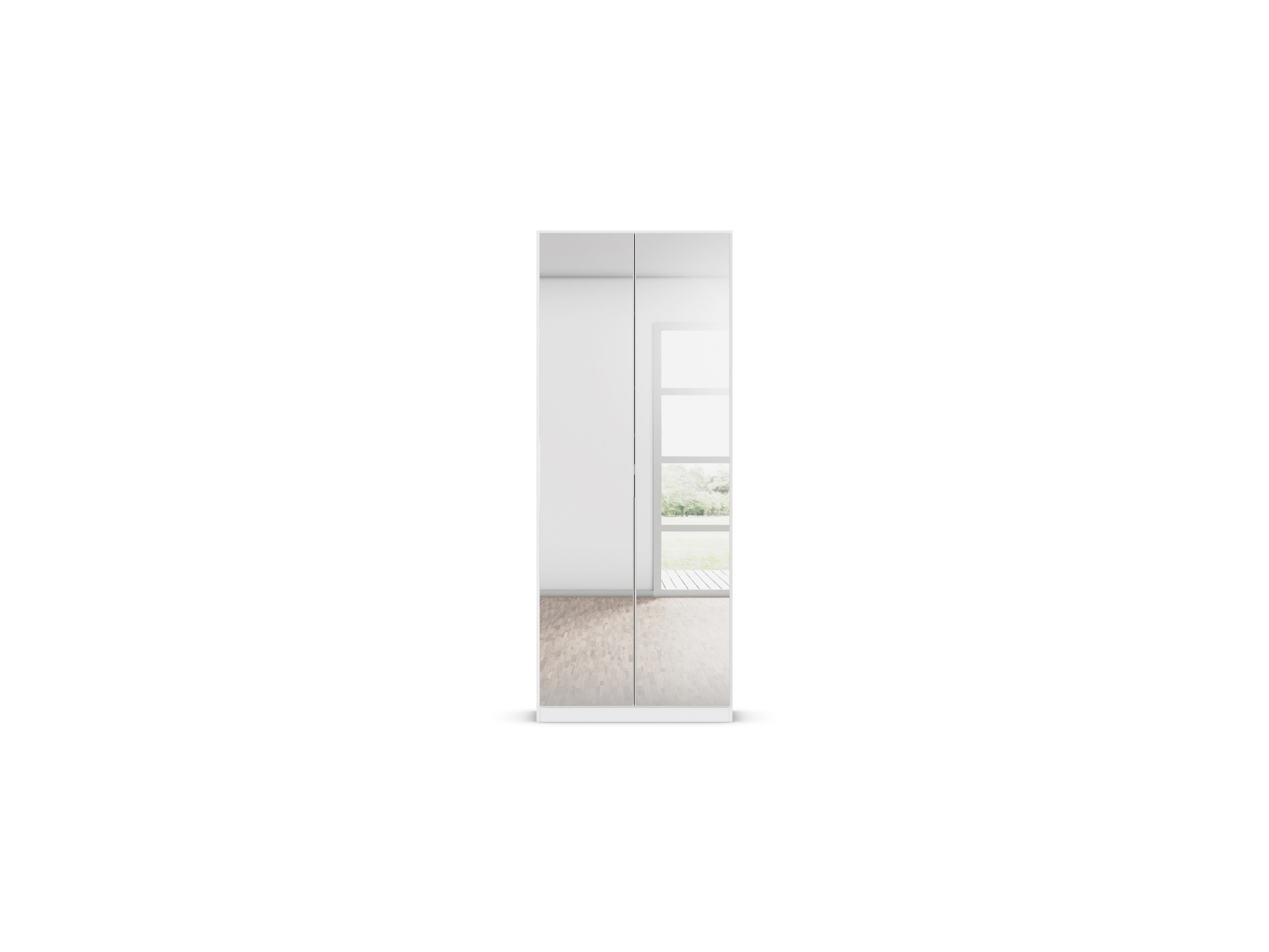 RAUCH ORANGE Drehtürenschrank Alabama mit Spiegel (Classic-Zubehör, Weiß, Griffe Alufarben, 91 x 229 cm) – Bild 3 von 4