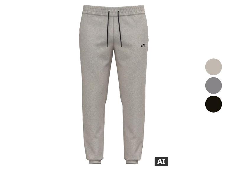 Graue Herren-Jogginghose mit Kordelzug und Logo, in drei Farben erhältlich.