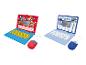 Zwei Spielzeug-Laptops mit Paw Patrol- und Stitch-Motiven, komplett mit Mäusen.