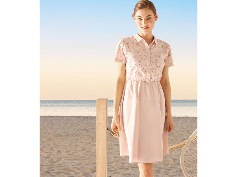 Gehe zu Vollbildansicht: esmara Damen Midi-Kleid, sommerlich leicht, mit Lochstickerei - Bild 3