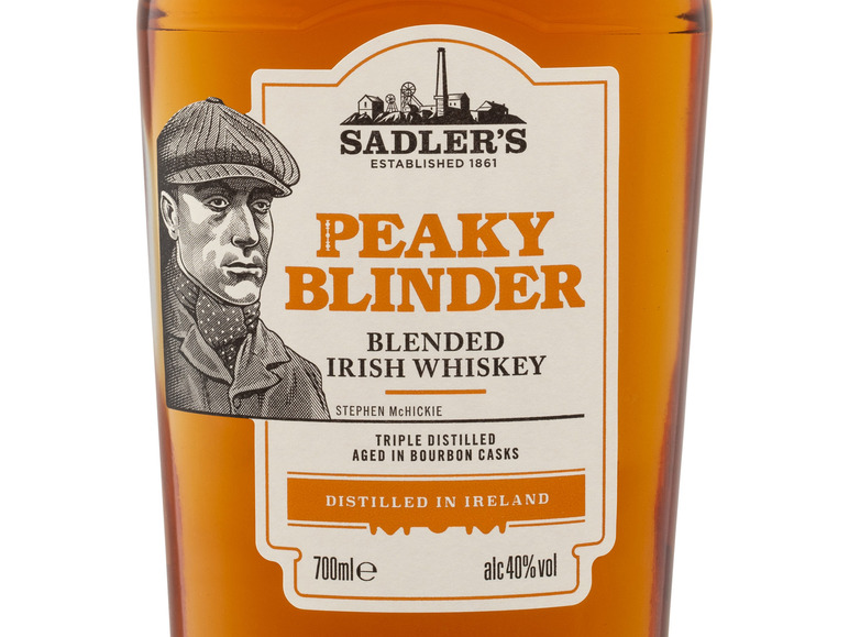 Glas 40% mit Blended Whiskey Irish Vol Sadler\'s und Geschenkbox Blinder Peaky