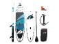 Paddleboard-Set mit zwei Boards, Paddel, Pumpe, Reparaturset und Tragetasche.