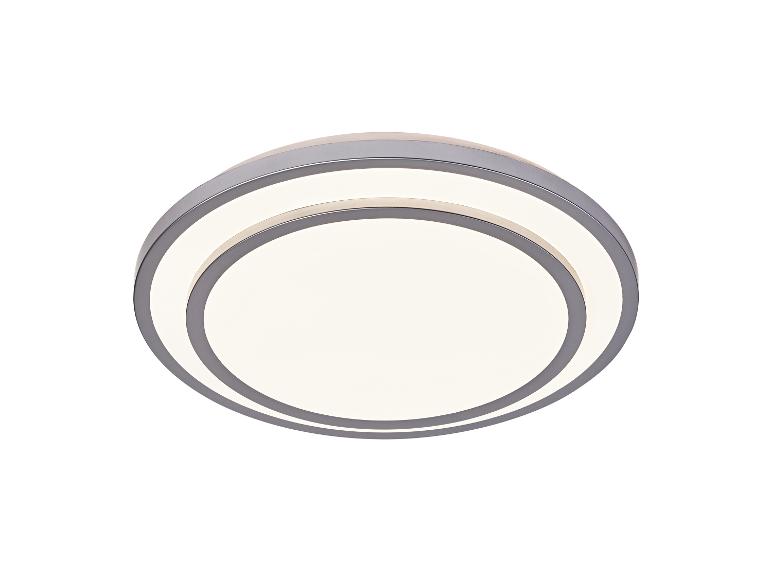 Moderne runde LED-Deckenleuchte mit elegantem grauem Rahmen und weißem Diffusor.