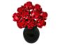 Ein Strauß roter Rosen aus Bausteinen in einer schwarzen Vase.