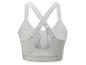 Hellgrauer Crivit Sport-BH mit gekreuzten Trägern.