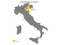Karte von Italien mit der Weinbauregion Venetien in Gelb.