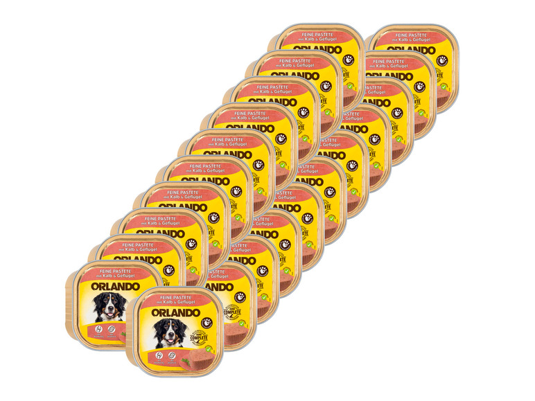 Gehe zu Vollbildansicht: ORLANDO Hundevollnahrung Feine Pastete mit Kalb & Geflügel, 21 x 300 g - Bild 1