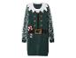 Grünes Weihnachtselfen-Pulloverkleid mit weißem Kragen und gemusterten Ärmeln