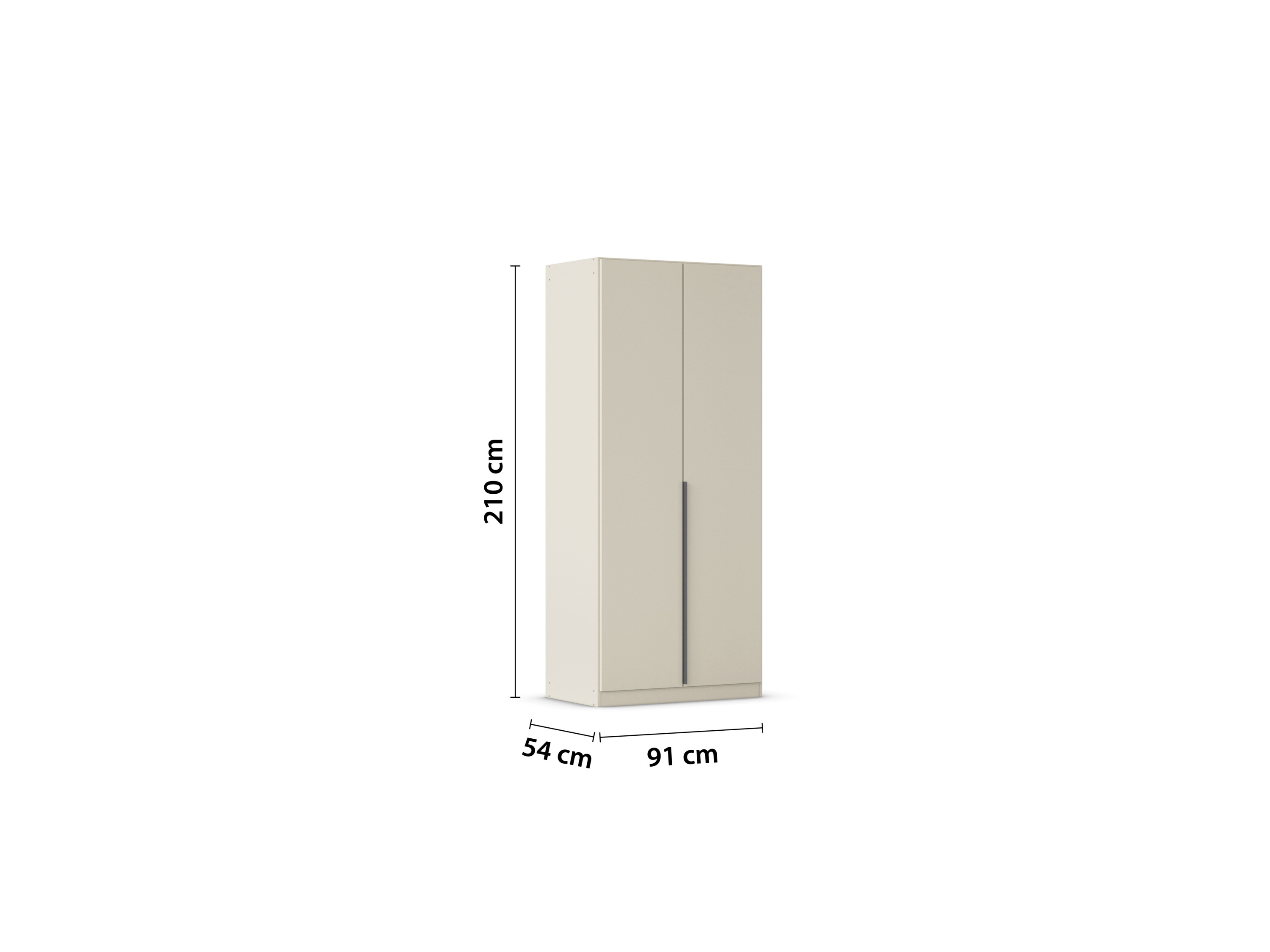 RAUCH ORANGE Drehtürenschrank Alabama (Basic-Zubehör, Beige-Champagner, Griffe Grau, 91 x 210 cm) – Bild 4 von 4