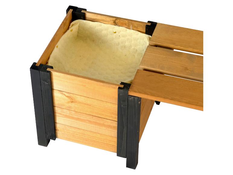 Holz-Hochbeet mit integrierter Sitzbank und Filzeinlage