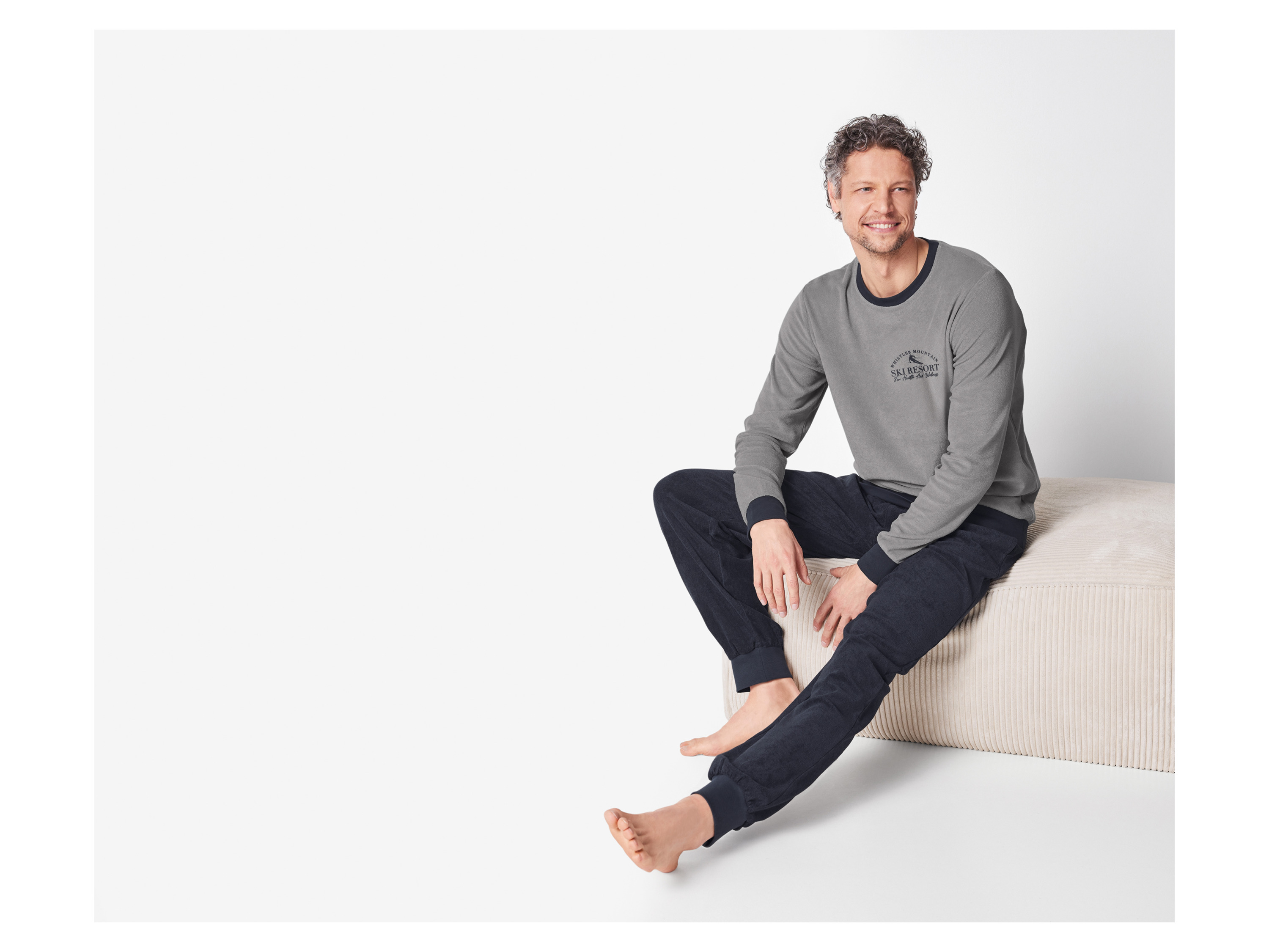 Thumbnail - esmara Men Herren Frottee-Pyjama (grau/navy, S (44/46))