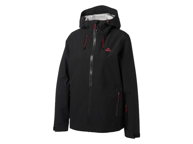 Schwarze Outdoor-Jacke mit Kapuze und roten Akzenten