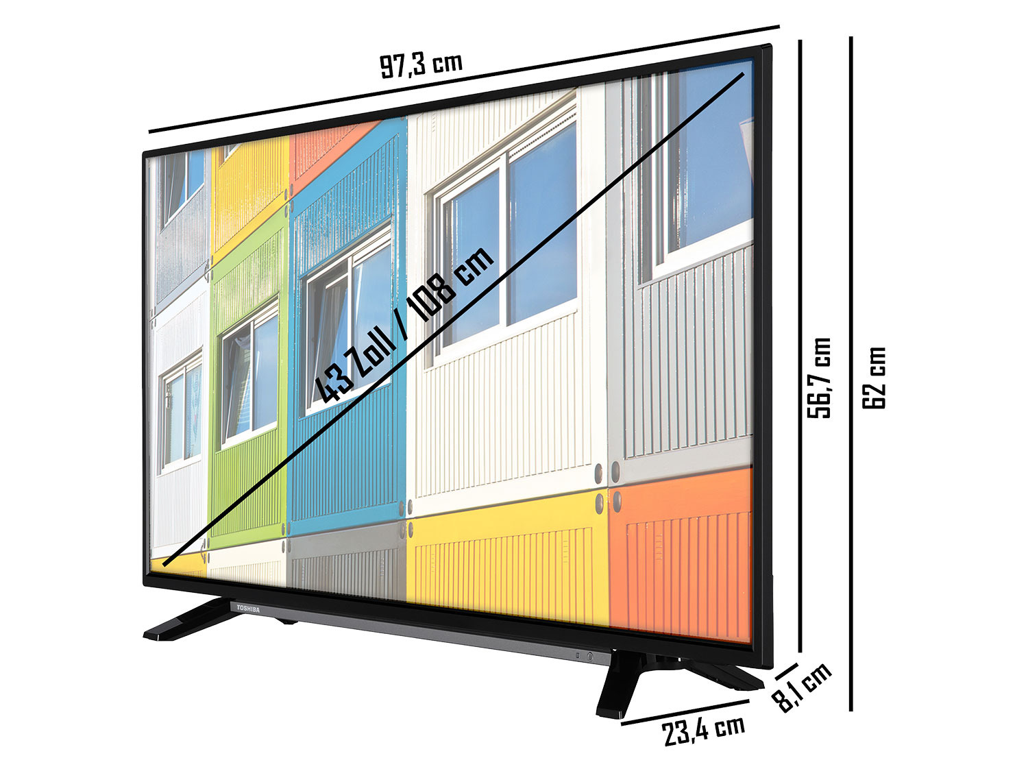 TOSHIBA 43LL2C63DAQ 43 Zoll Fernseher (Full HD, Smart …