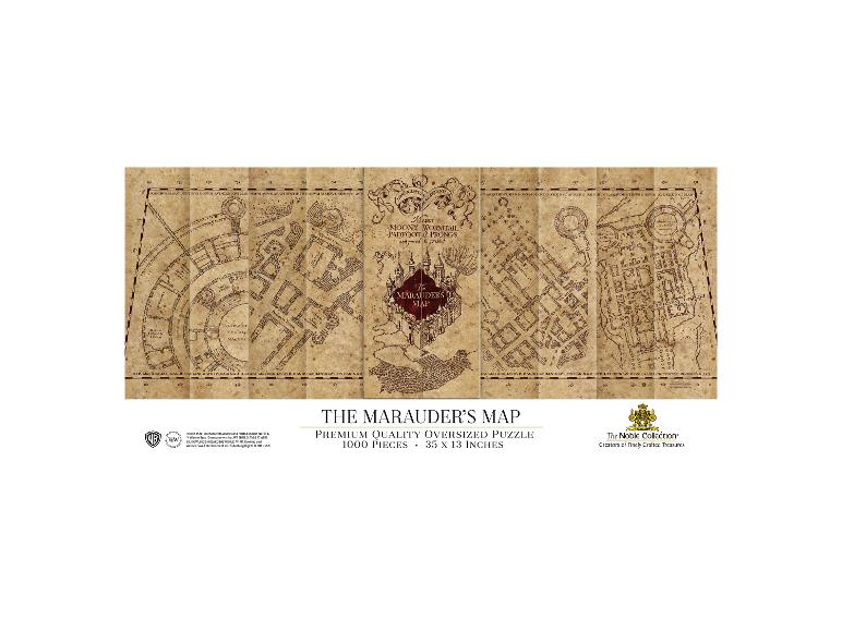 The Noble Collection Karte des Rumtreibers Puzzle mit 1000 Teilen und detailliertem Hogwarts-Design.