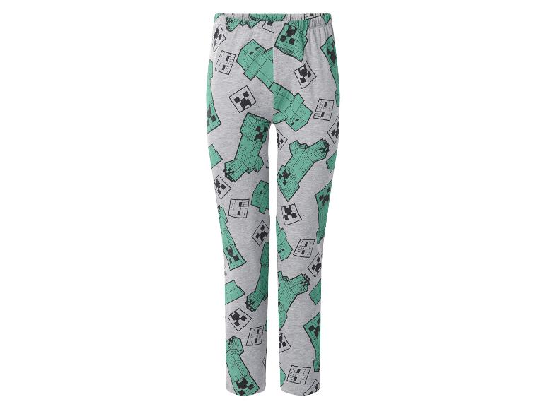 Graue Pyjamahose mit grünem Videospiel-Charakter-Muster.