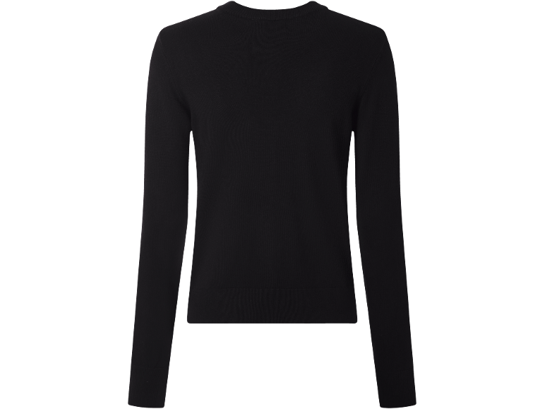 Schwarzer Damen-Langarmpullover mit Rundhalsausschnitt