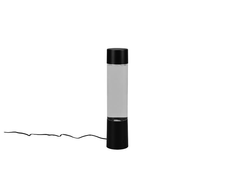 Schwarze zylindrische Lampe mit weißem Diffusor und Kabel