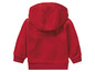 Rote Fleecejacke mit Kapuze für Babys.