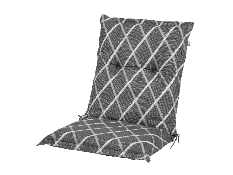 Ein grauer Kissenbezug mit weißen Streifen.