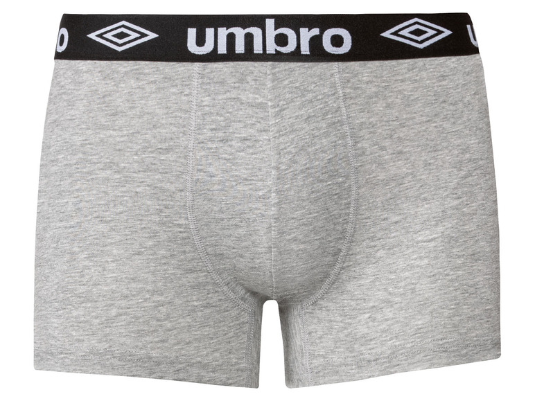 Graue Umbro Boxershorts mit schwarzem Bund.
