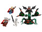 LEGO Minifiguren von Thor und einem Monster mit Flügeln.