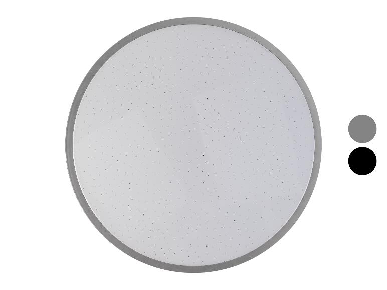 Runde LED-Deckenleuchte mit Sternenhimmel-Effekt, erhältlich in Grau und Schwarz.