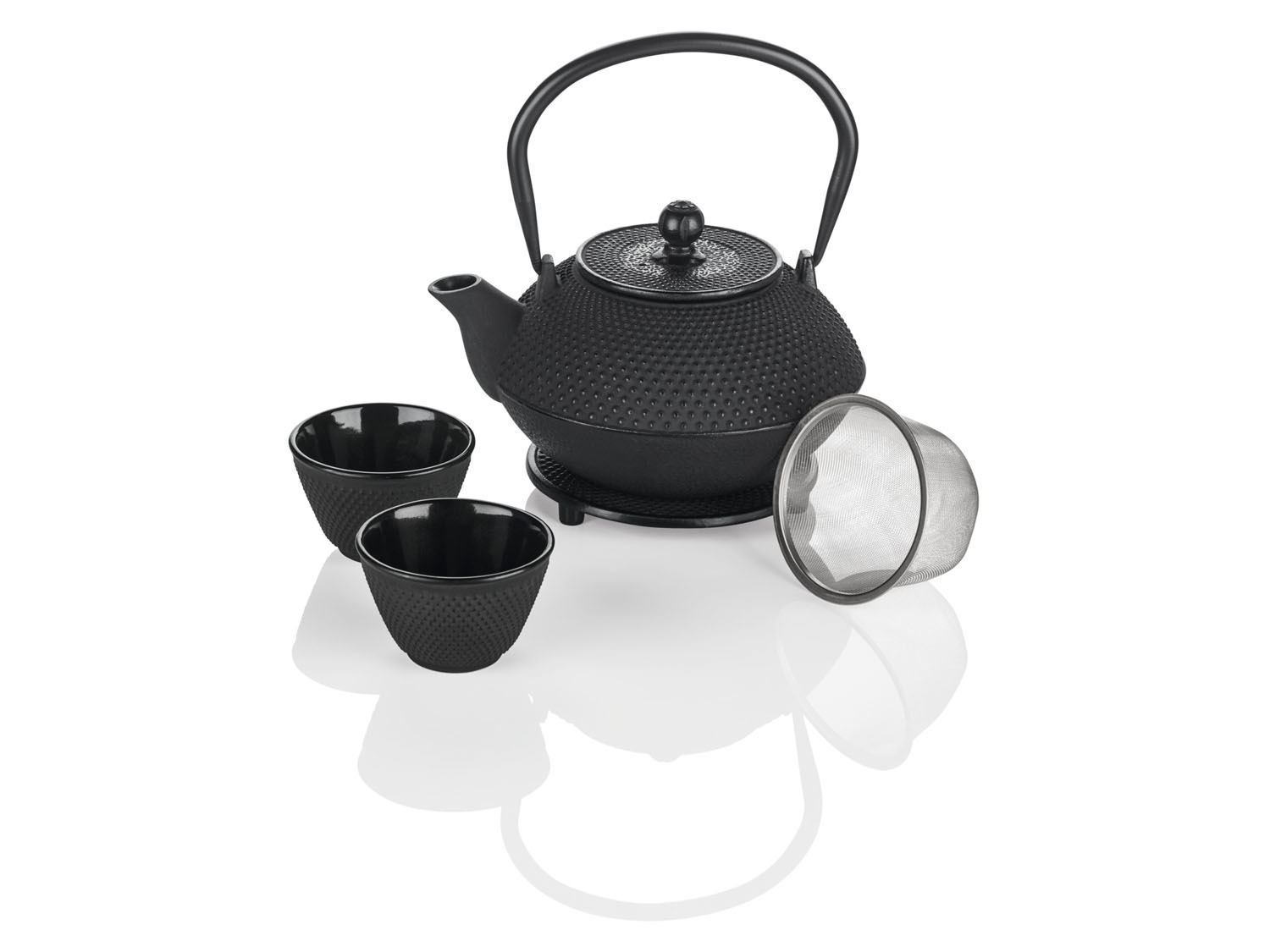 ERNESTO® Gusseisen-Tee-Set, 4-teilig, mit herausnehmba…