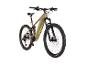 Vollgefedertes E-Mountainbike in Hellbraun mit schwarzen Akzenten.
