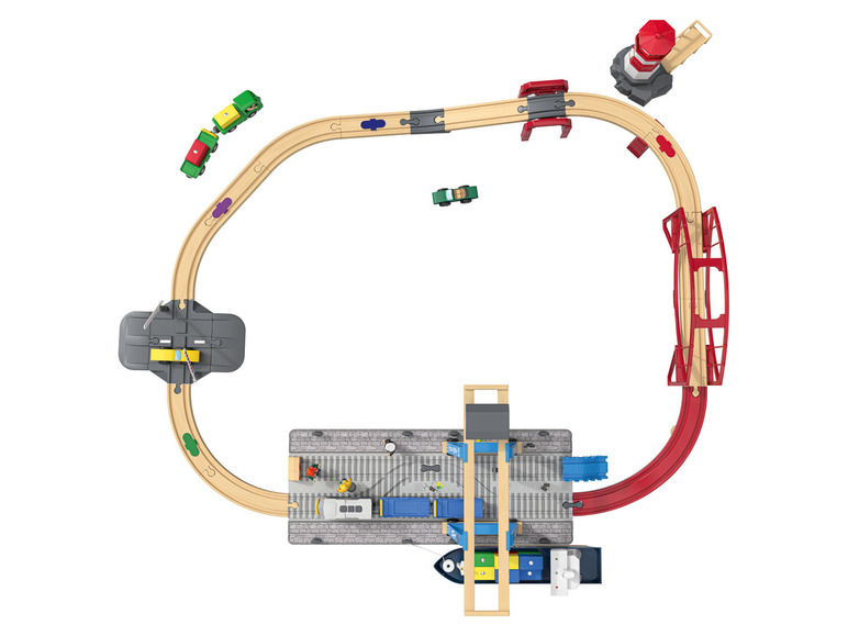 Eisenbahn-Set, Containerhafen Playtive Echtholz aus