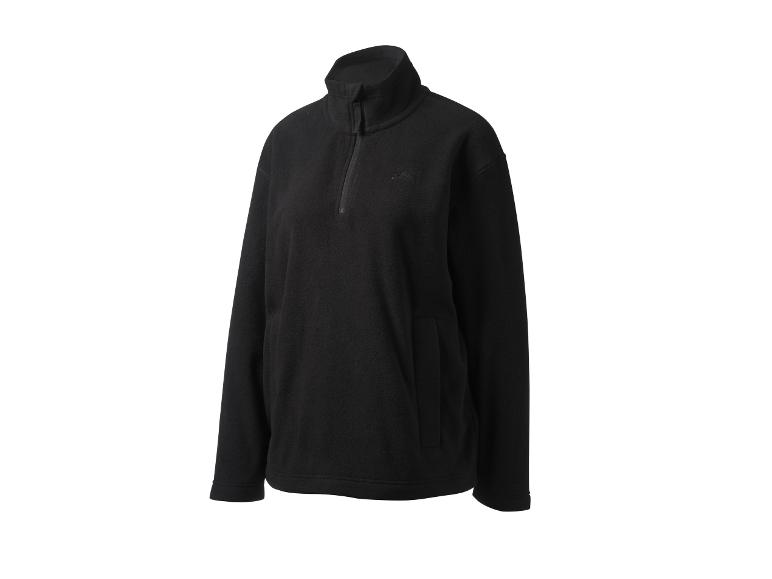 Schwarzer Fleece-Pullover mit kurzem Reißverschluss und Stehkragen.
